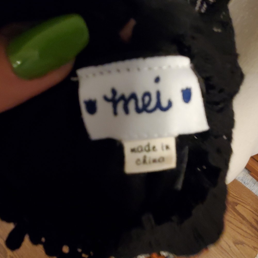 Doen Style Mini Tent Vintage Mini Swing 70s Small Black and Orange Lace Dress - Picture 10 of 14